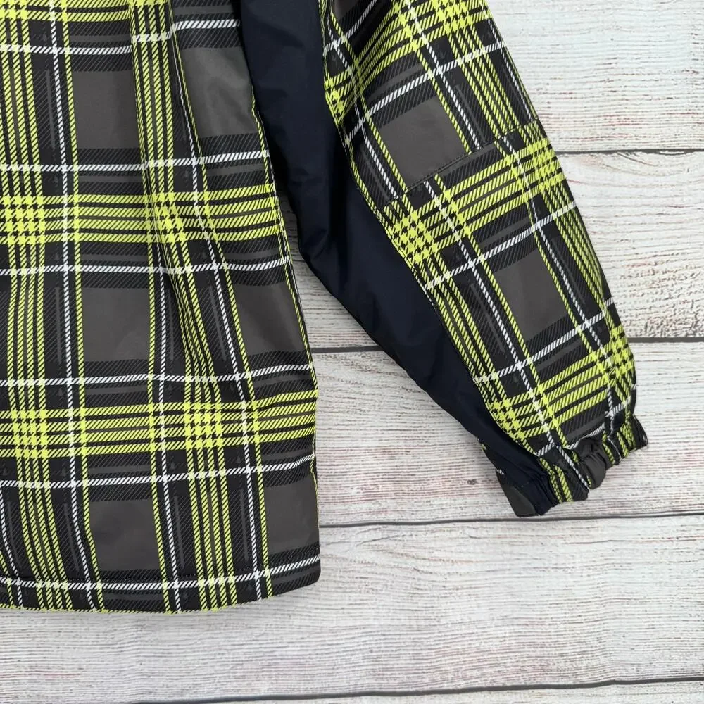 Triple Nickel 555 Plaid Snowboard‎ Jacket Youth Boys 14 Black Yellow White